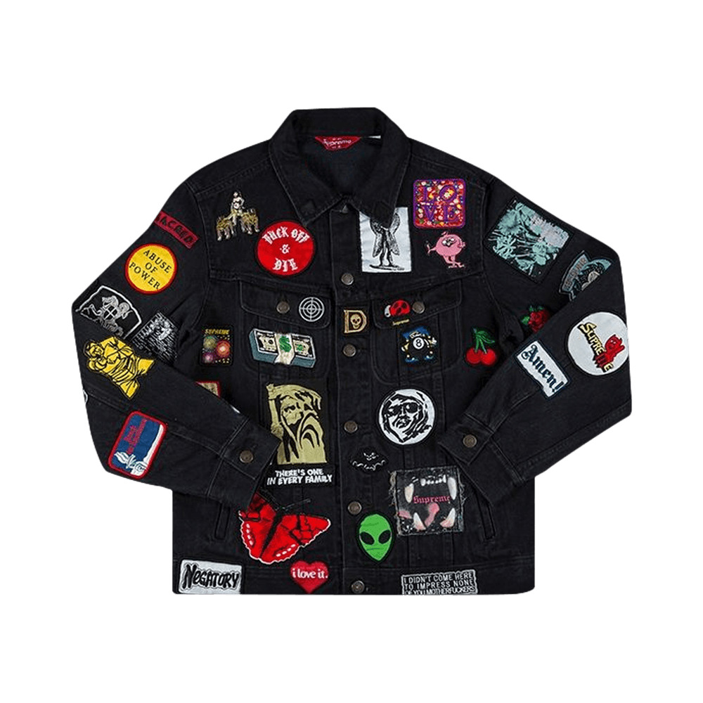 Supreme Patches Denim Trucker Jacket 'Black' - 1