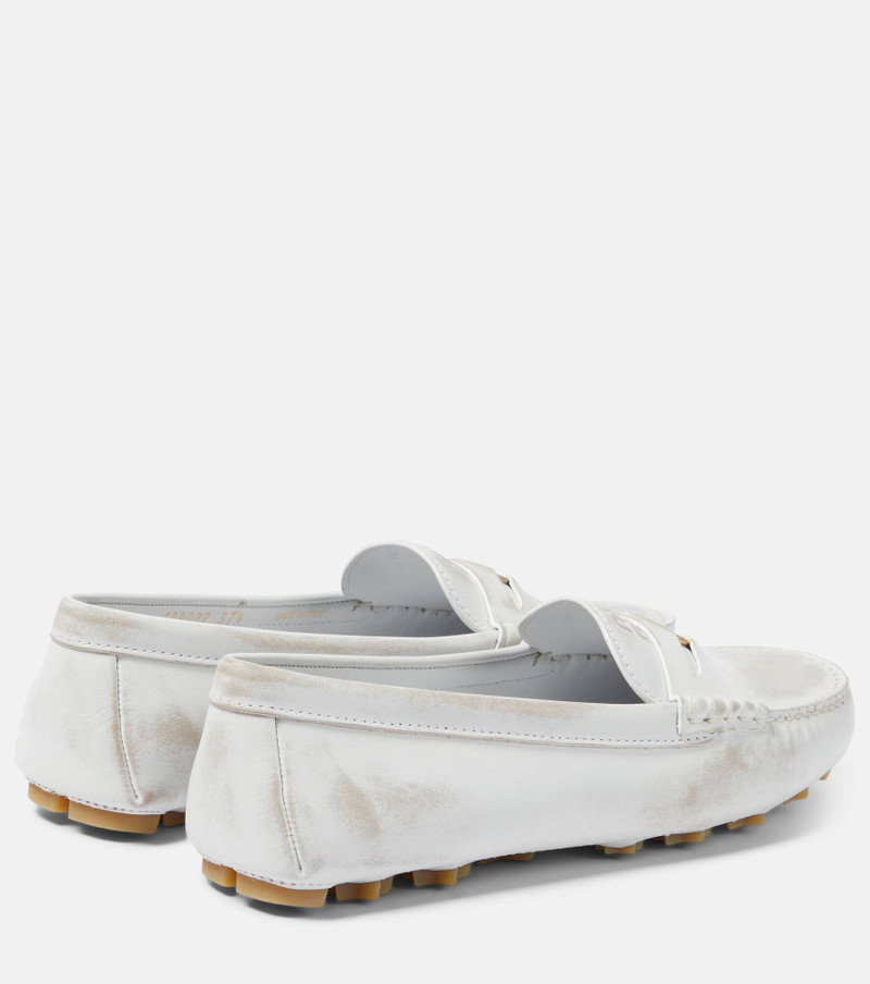 Miu Miu Distressed suede penny loafers outlook