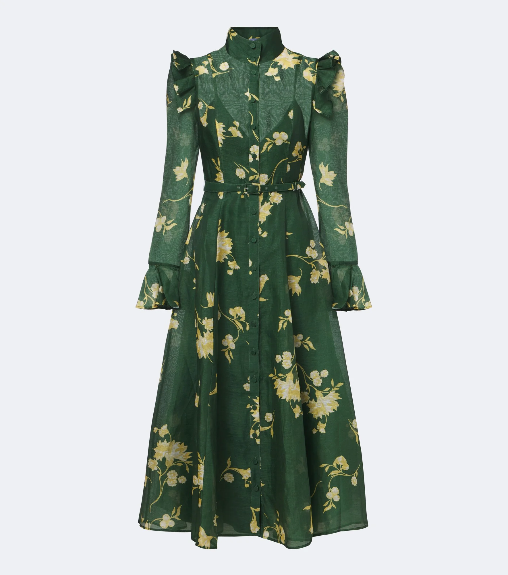 Katrina floral linen and silk midi dress - 1