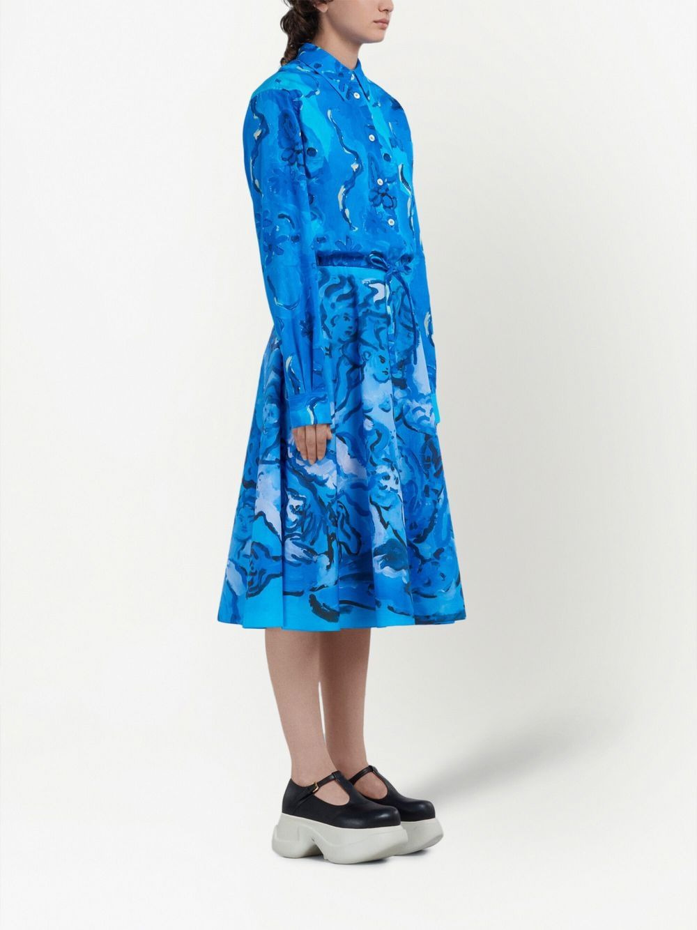 painterly-print A-line skirt - 3