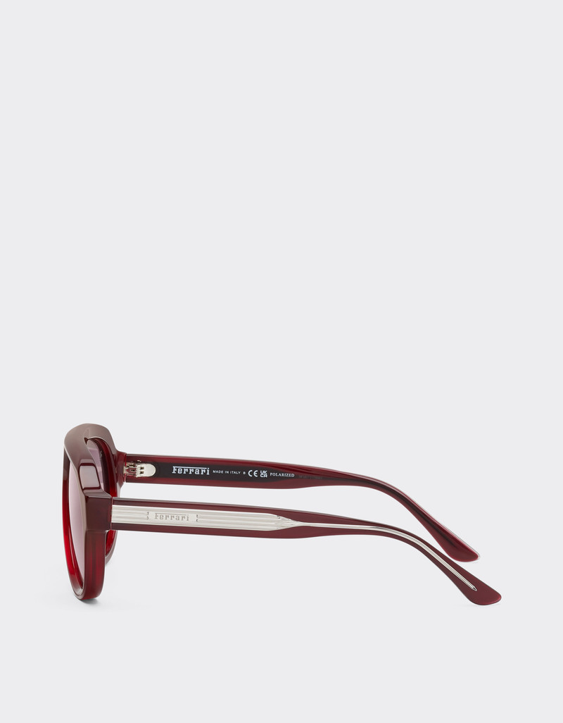 Ferrari sunglasses in opal red acetate with gold mirrored purple polarized lenses 5