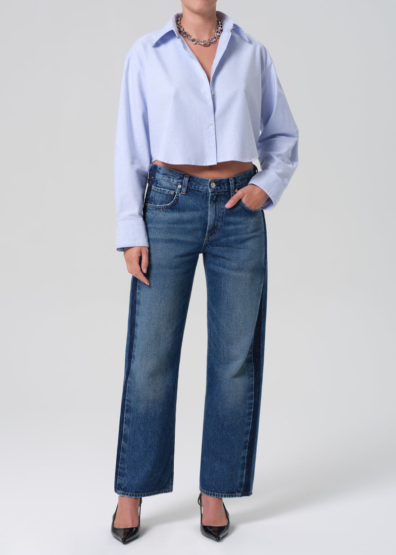 Ana Cropped Shirt In Blue 6