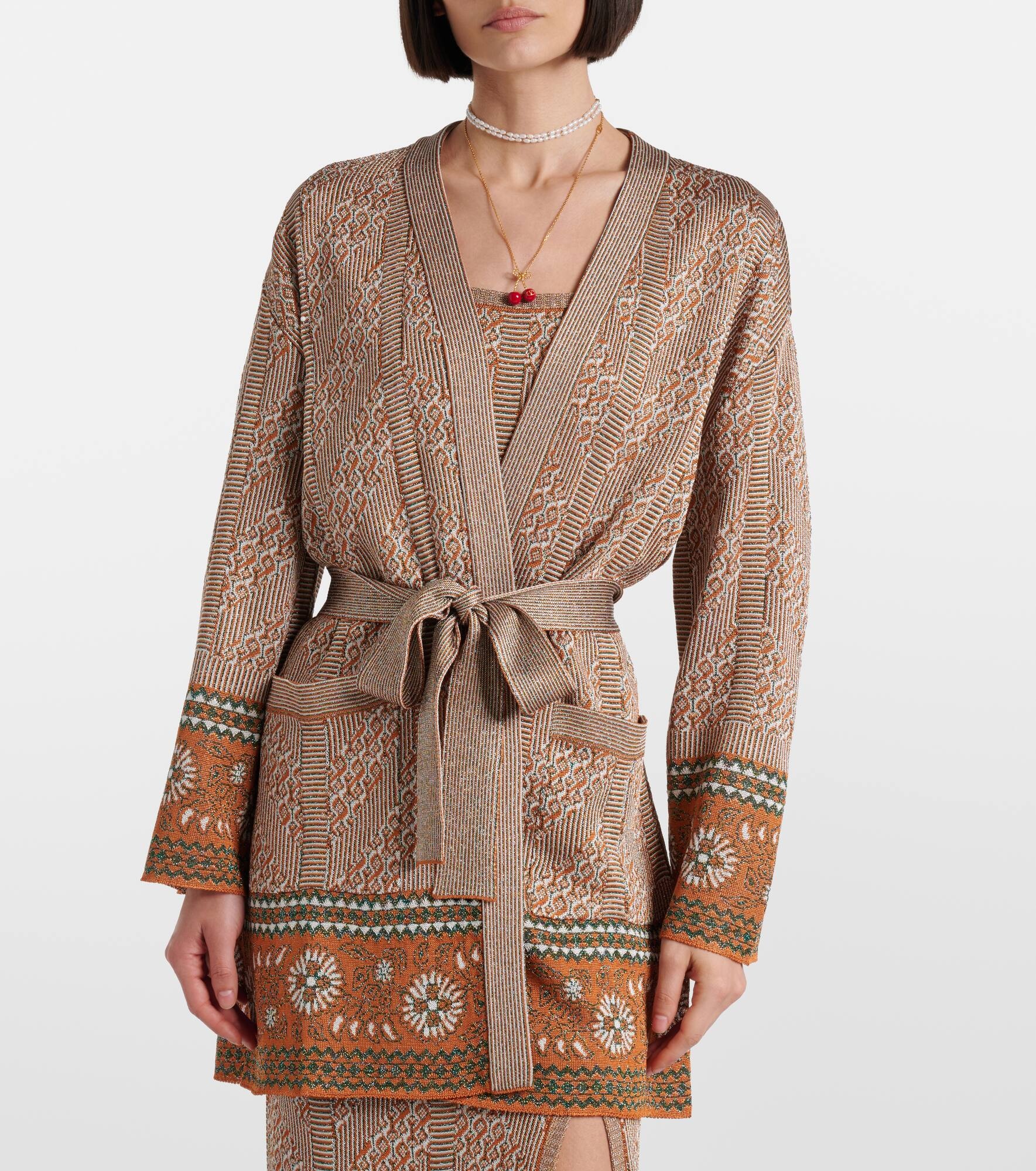 Jacquard lamé wrap cardigan - 7