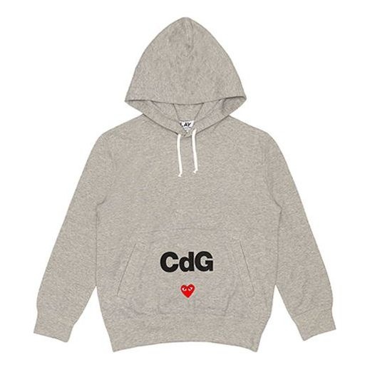 COMME des GARCONS PLAY x CDG Logo Drawstring Hoodie 'Grey' AE-T104-051-1 - 1