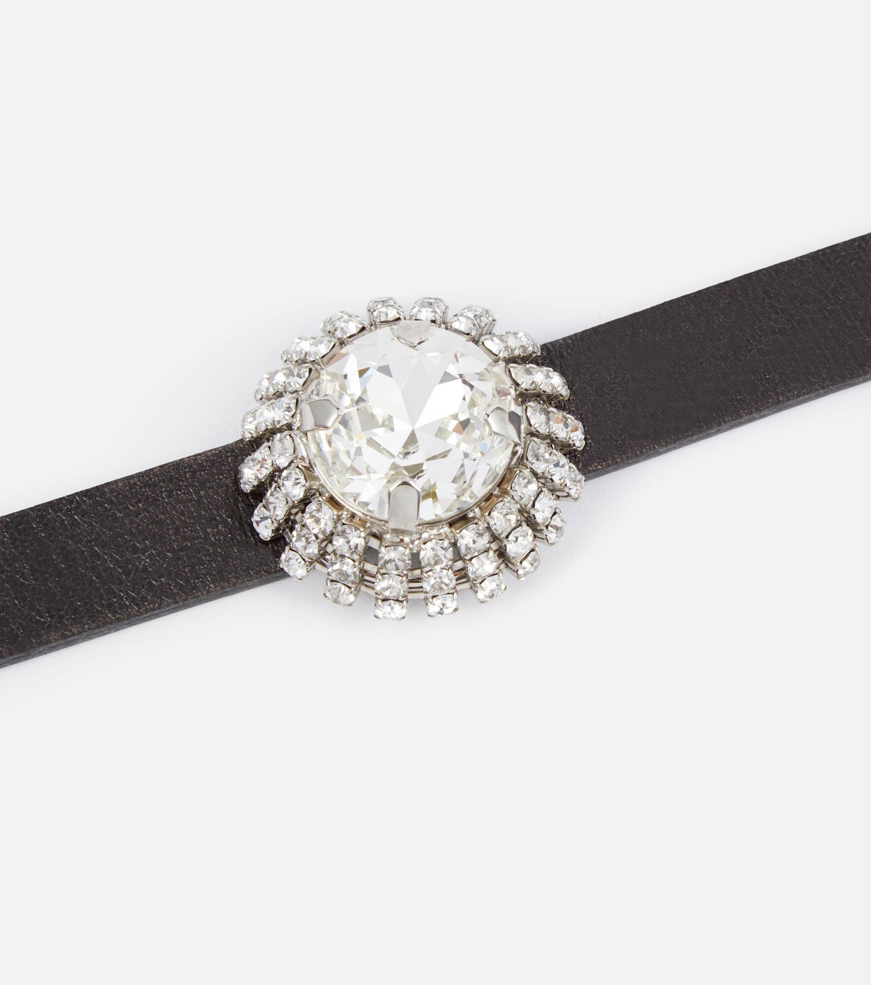 Crystal-embellished leather choker - 4