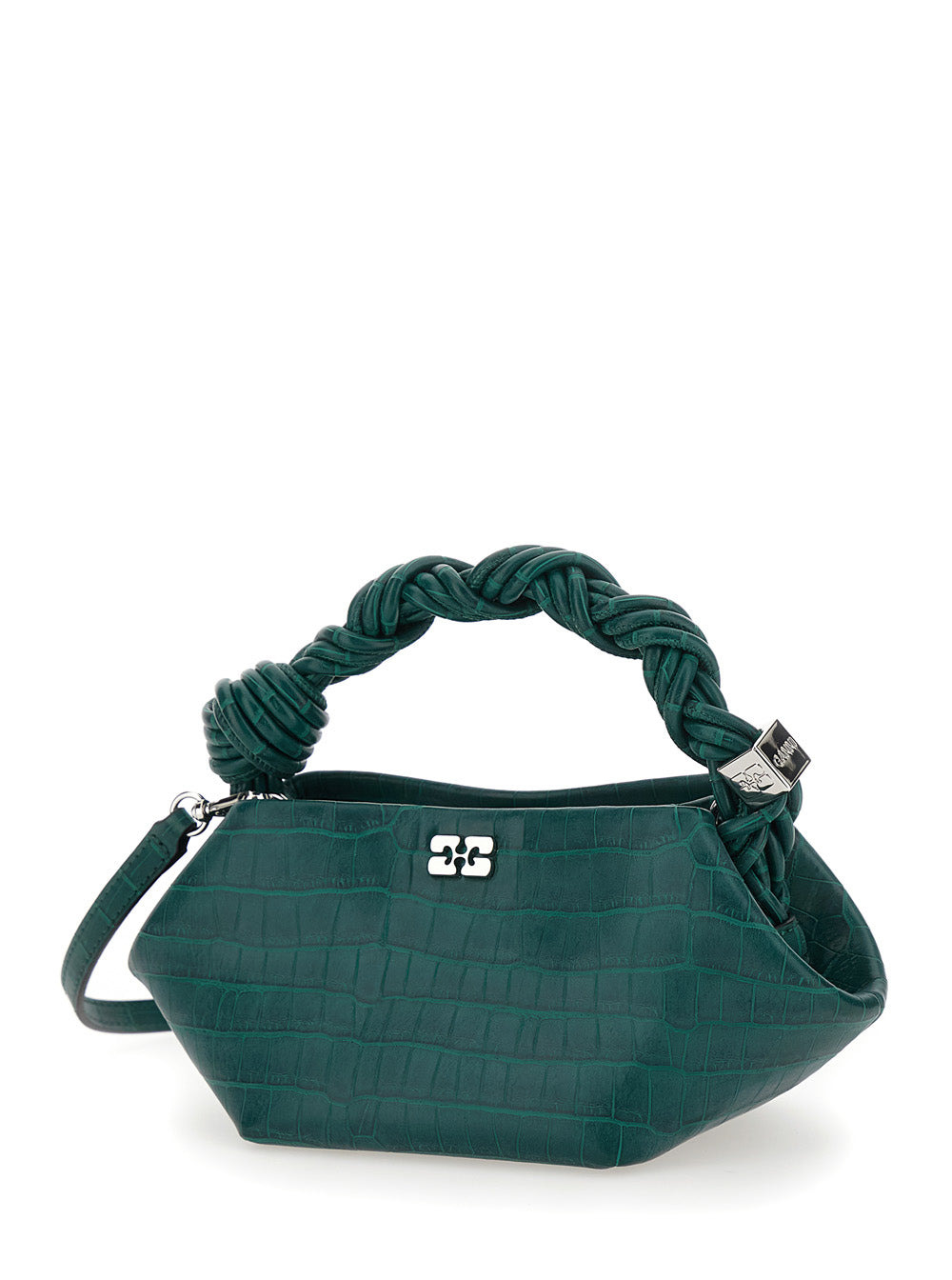 Ganni Women 'Bou' Grey Handbag With Adjustable And Removable Shoulder Strap And Embossed Croc Effect - 2
