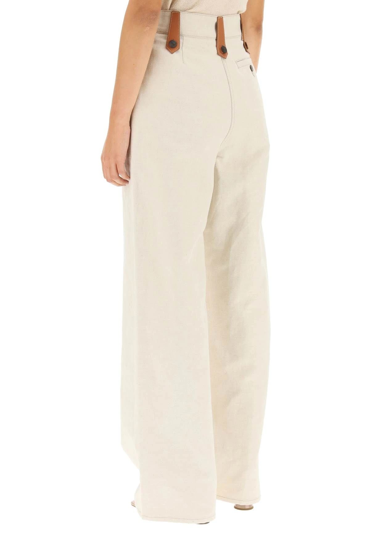 WIDE TROUSERS WITH LEATHER LOOPS - 4