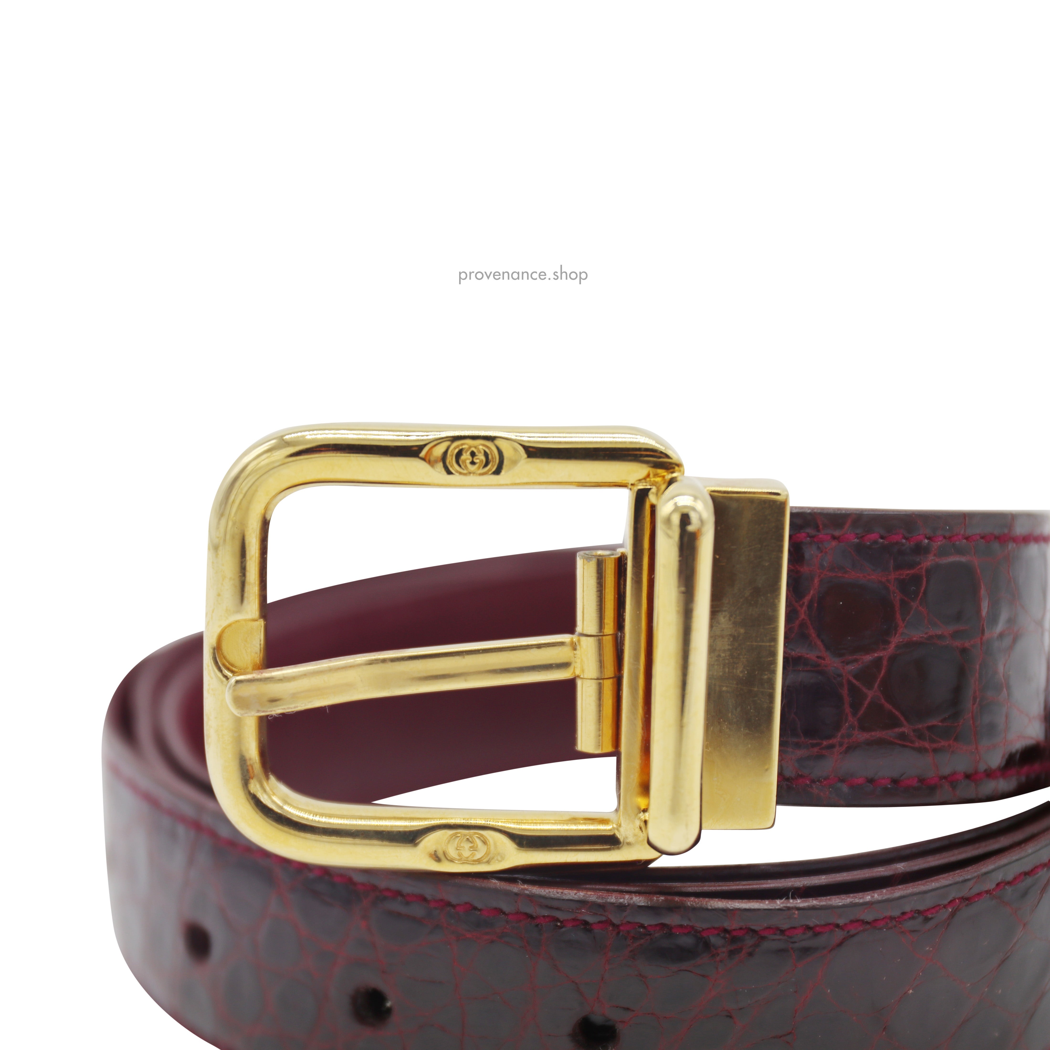 Gucci Tang Belt - Burgundy Crocodile Leather - 3