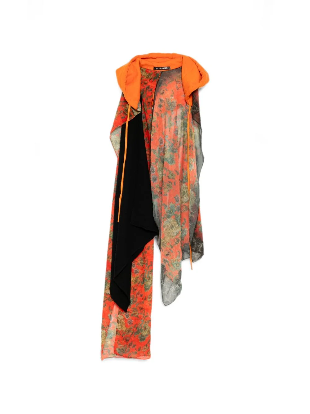 floral-print hooded scarf - 1