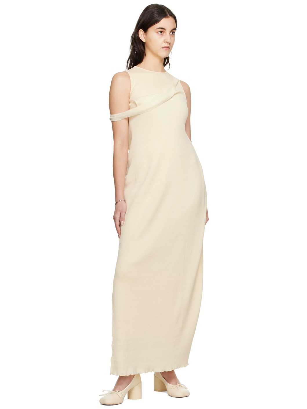 Beige Layered Maxi Dress - 4