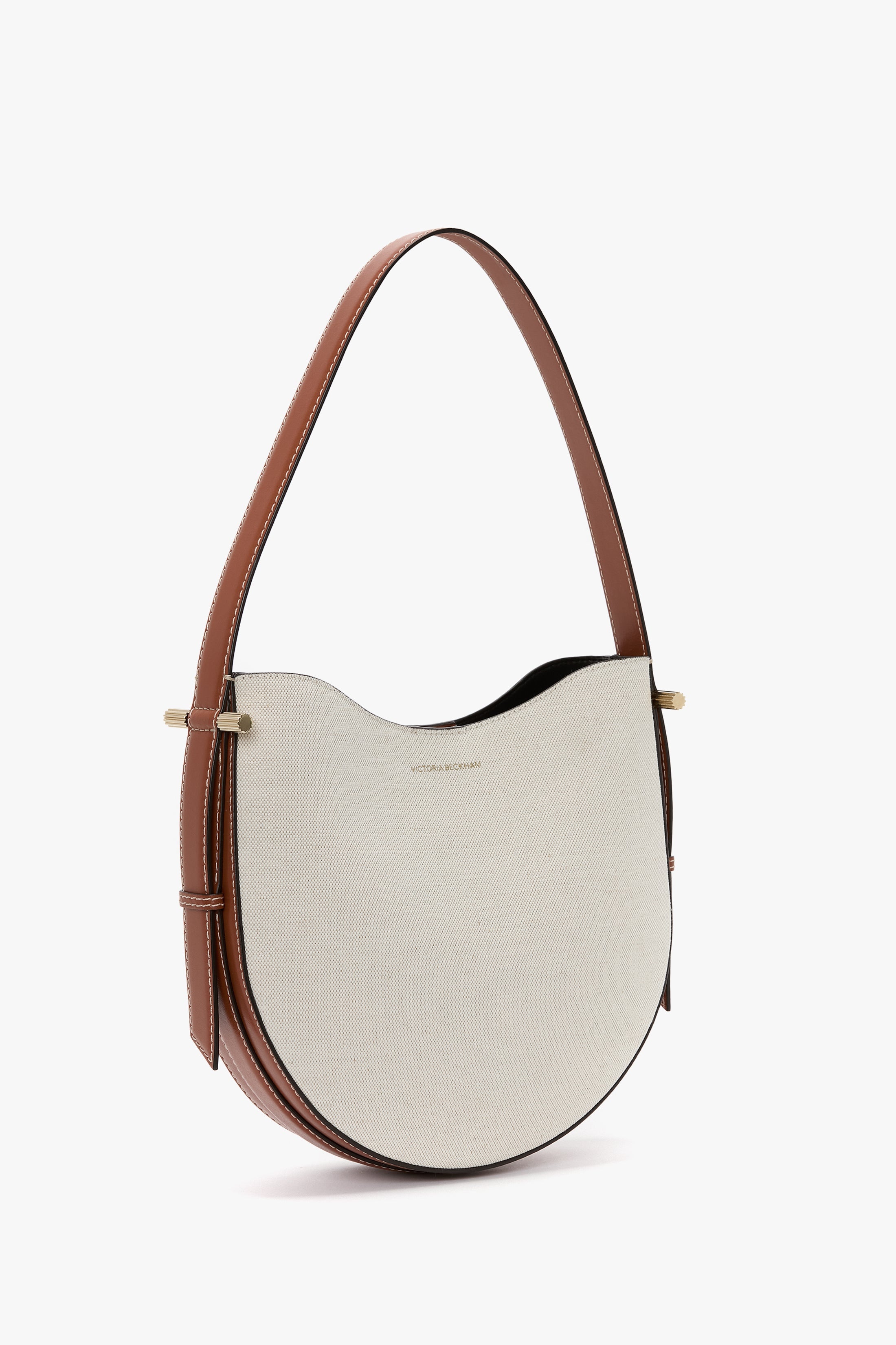 Medium Dia Hobo Bag In Ivory Canvas With Tan Leather - 2