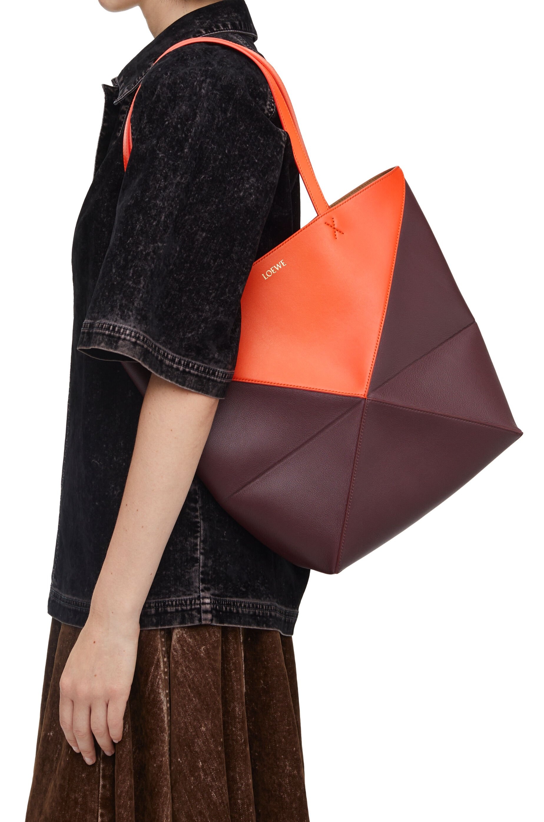 Puzzle Fold Tote in shiny calfskin - 3