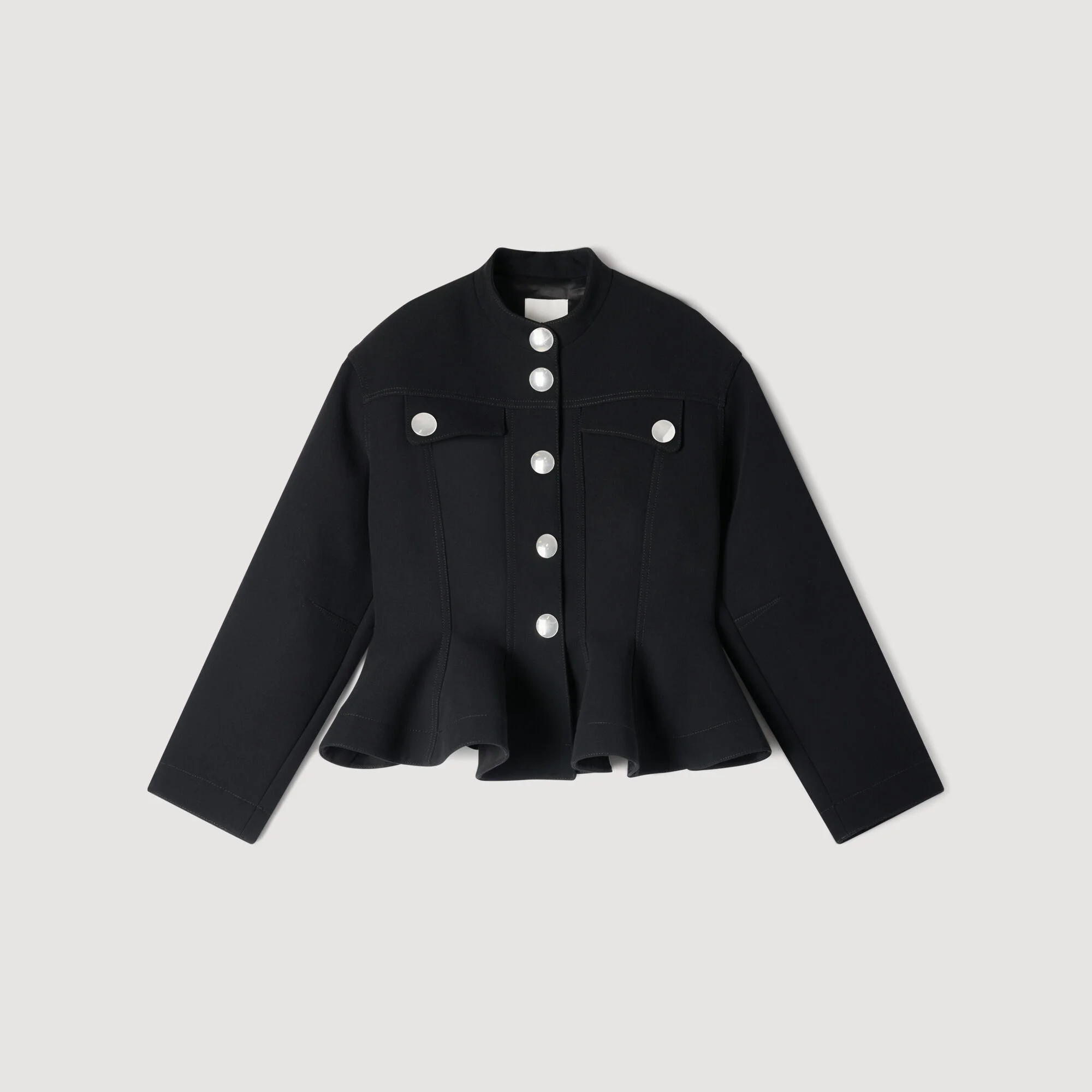 CROPPED RUFFLED PEPLUM JACKET - 1