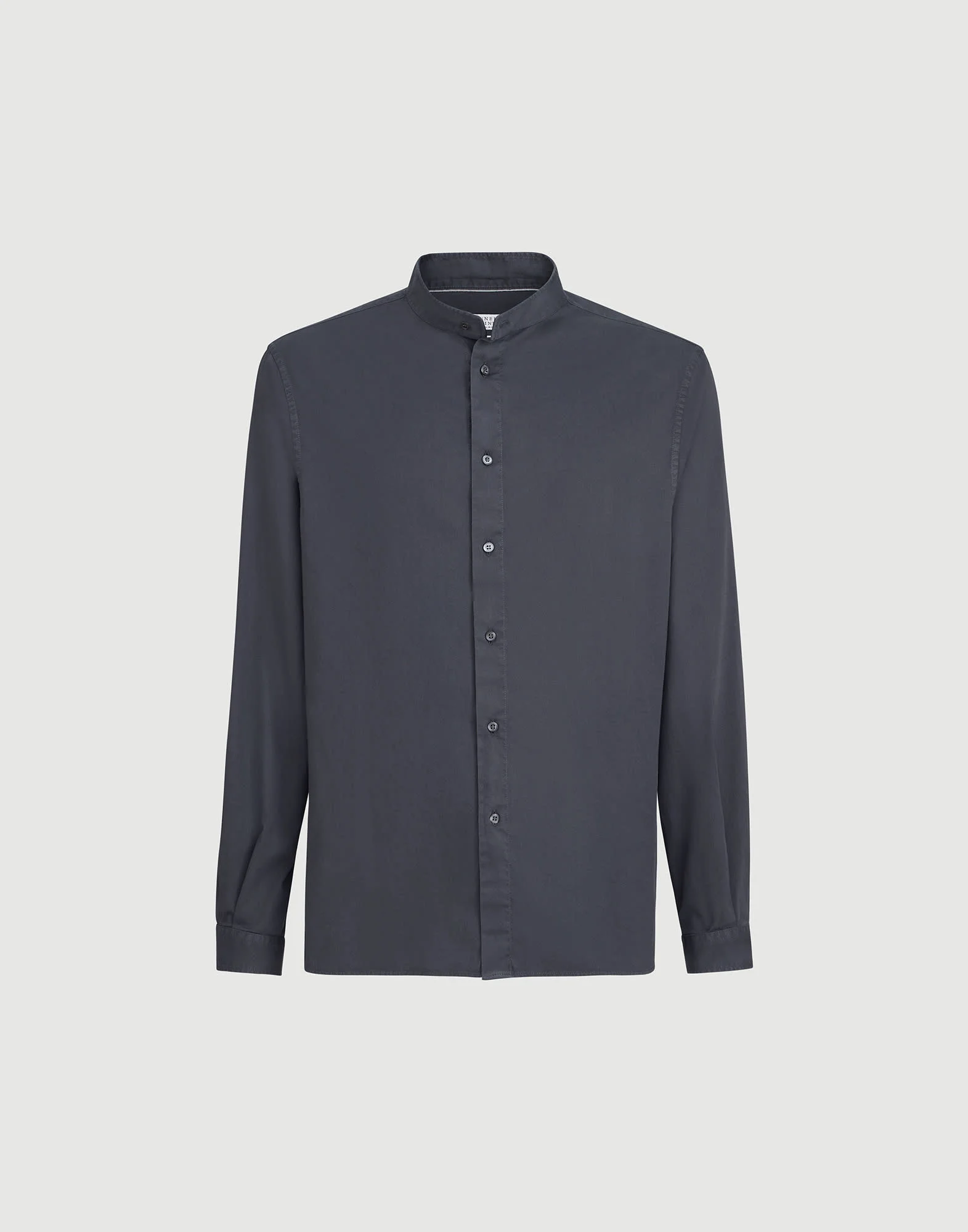 Garment-dyed easy fit shirt in cotton twill with Mandarin collar - 1