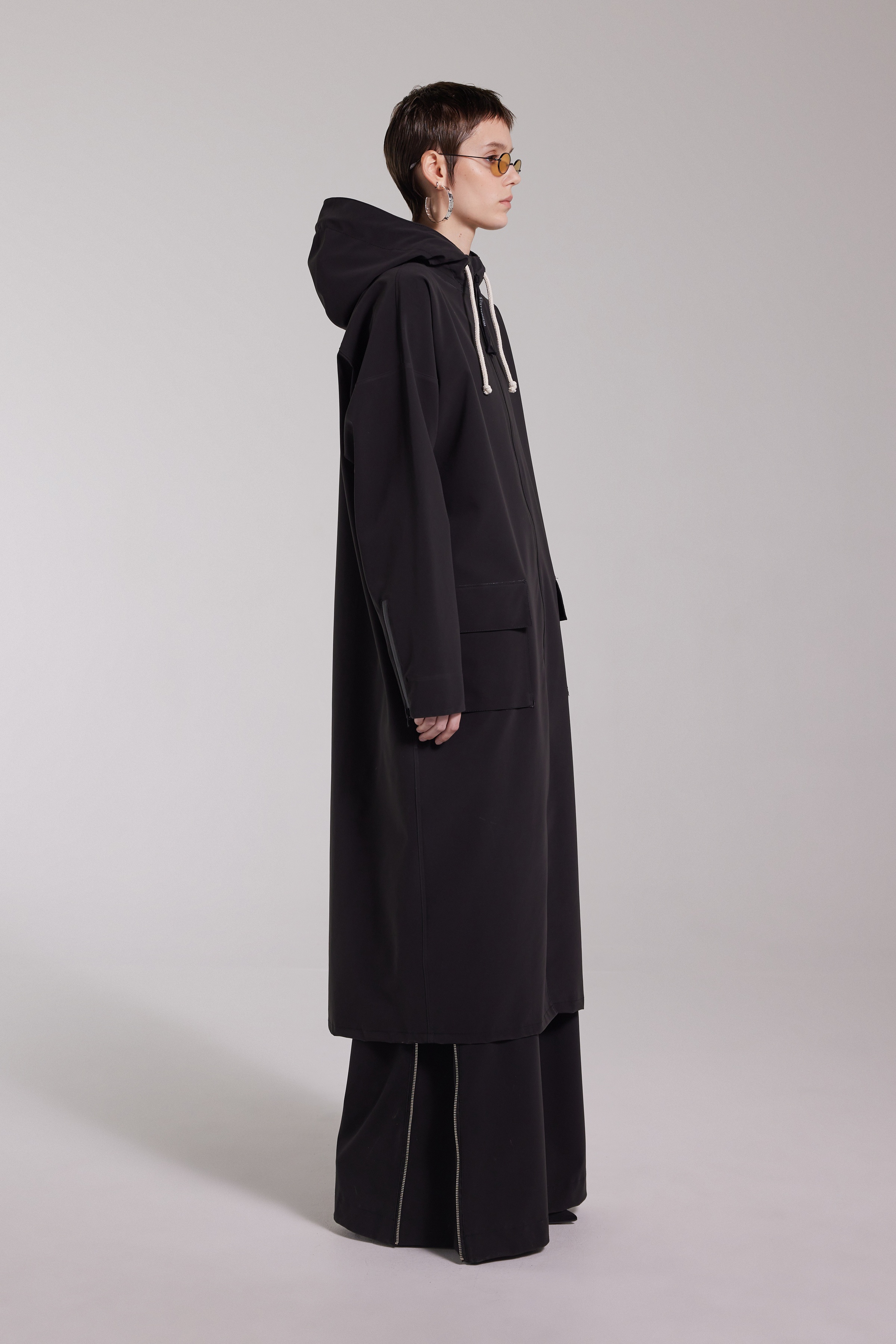 Sandviken Long Zip Matte Raincoat Black - 5