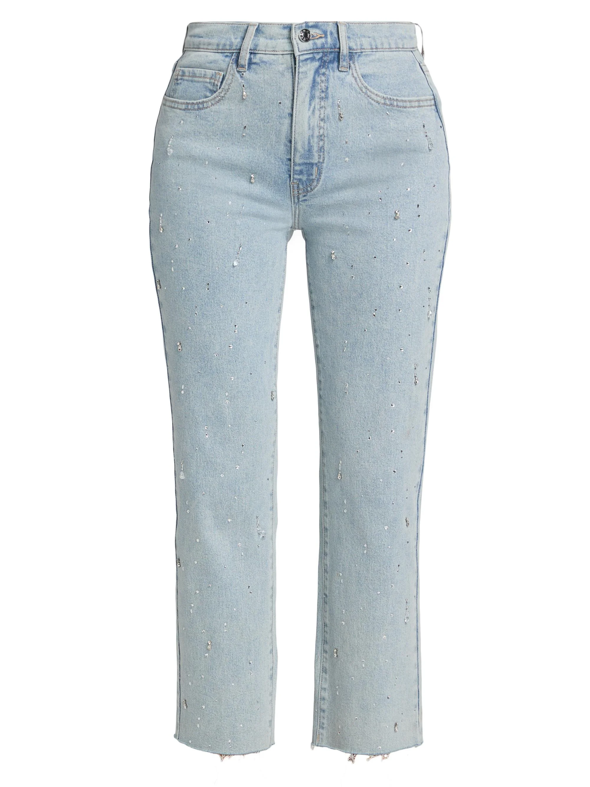 Women's Helena Embellished Ankle Jeans - Light Blue - 1