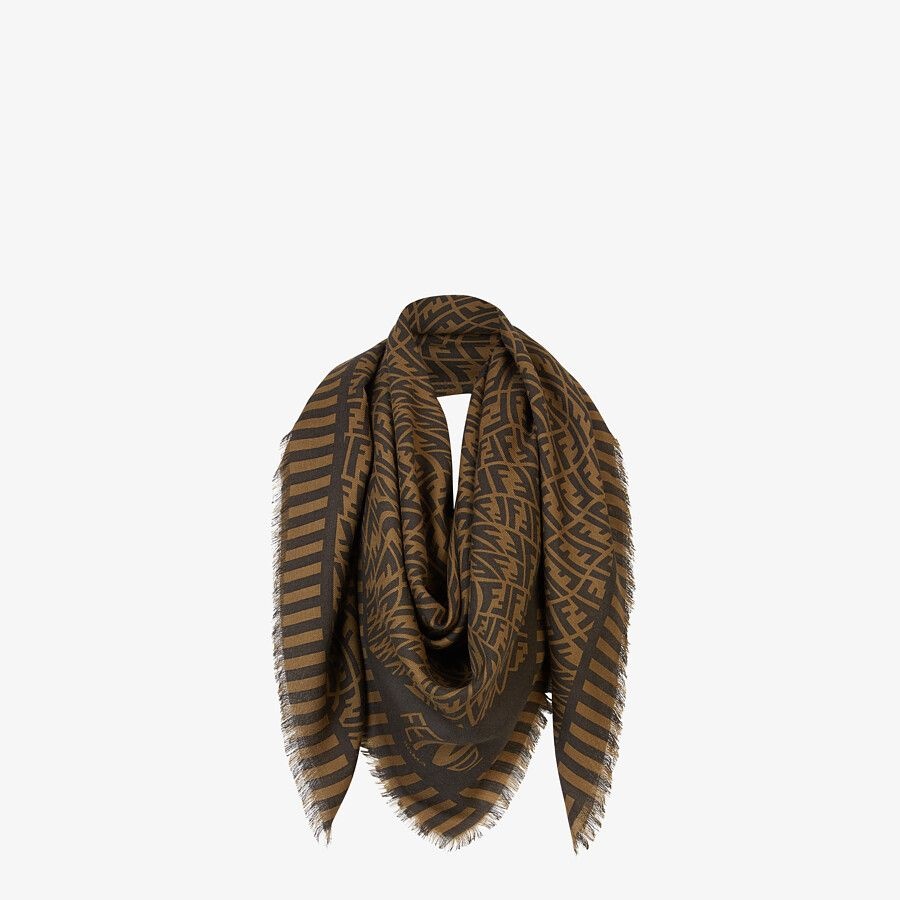 Brown cashmere, wool and silk scarf - 2