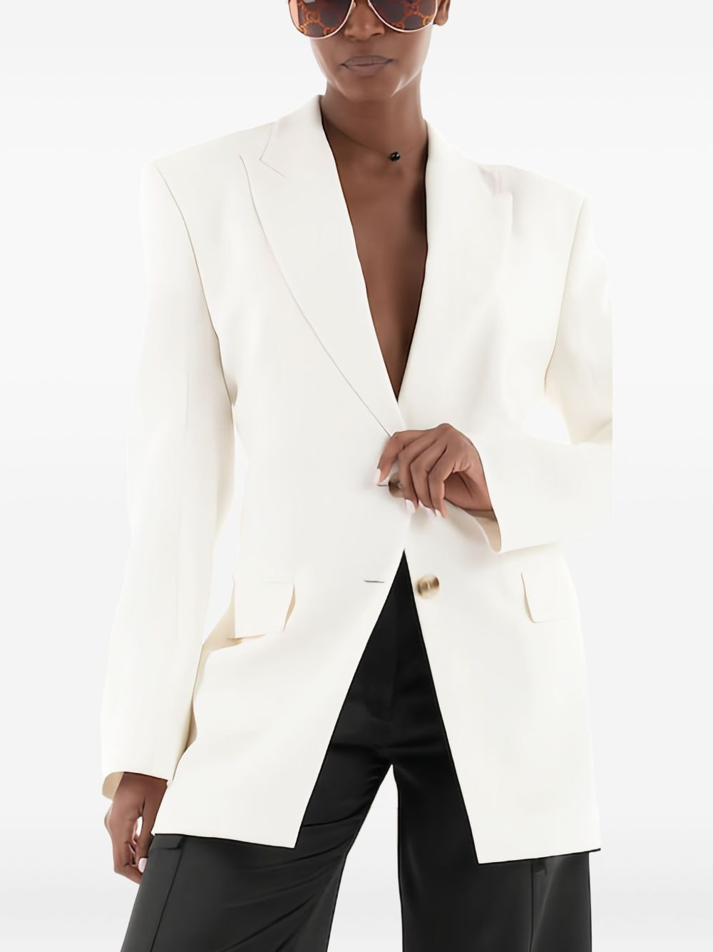 open-back single-breasted blazer - 3
