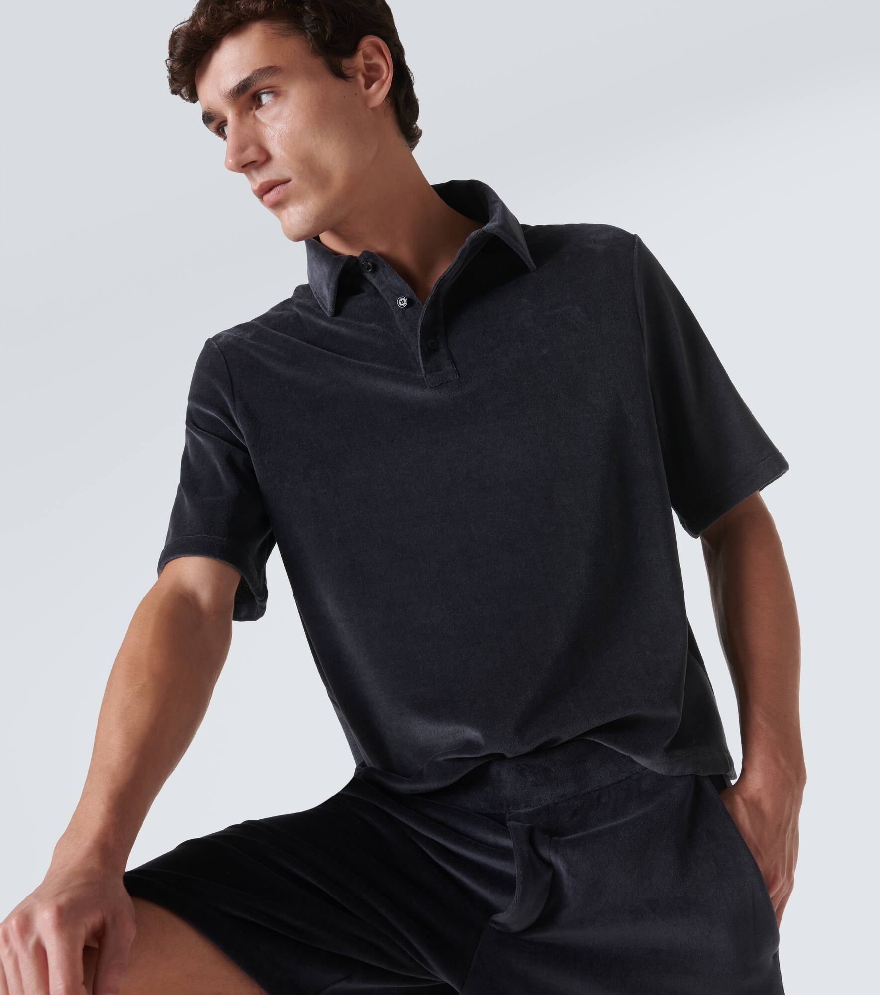 Murano cotton and silk velour polo shirt - 5