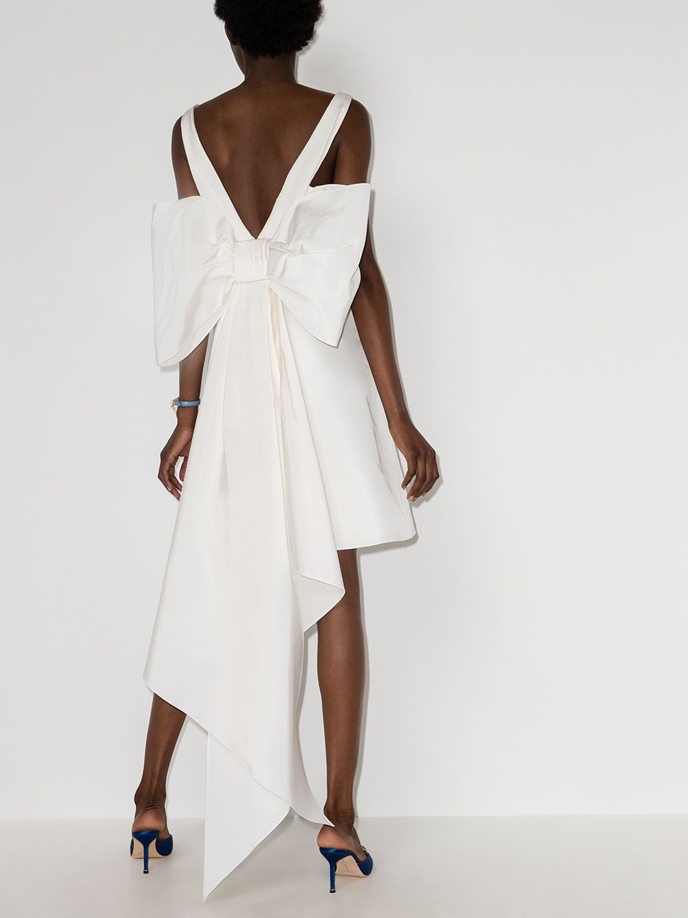 oversize-bow silk mini dress - 3