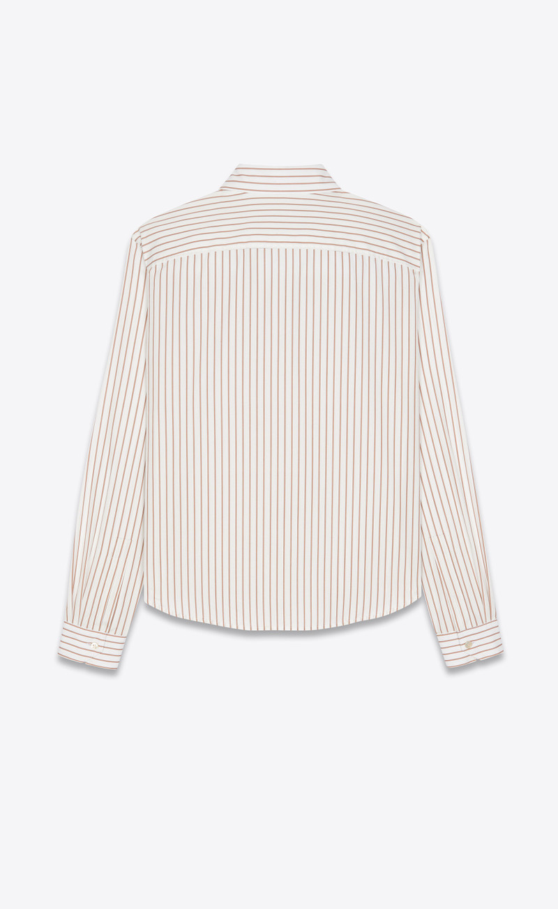 SAINT LAURENT monogram shirt in striped cotton poplin outlook