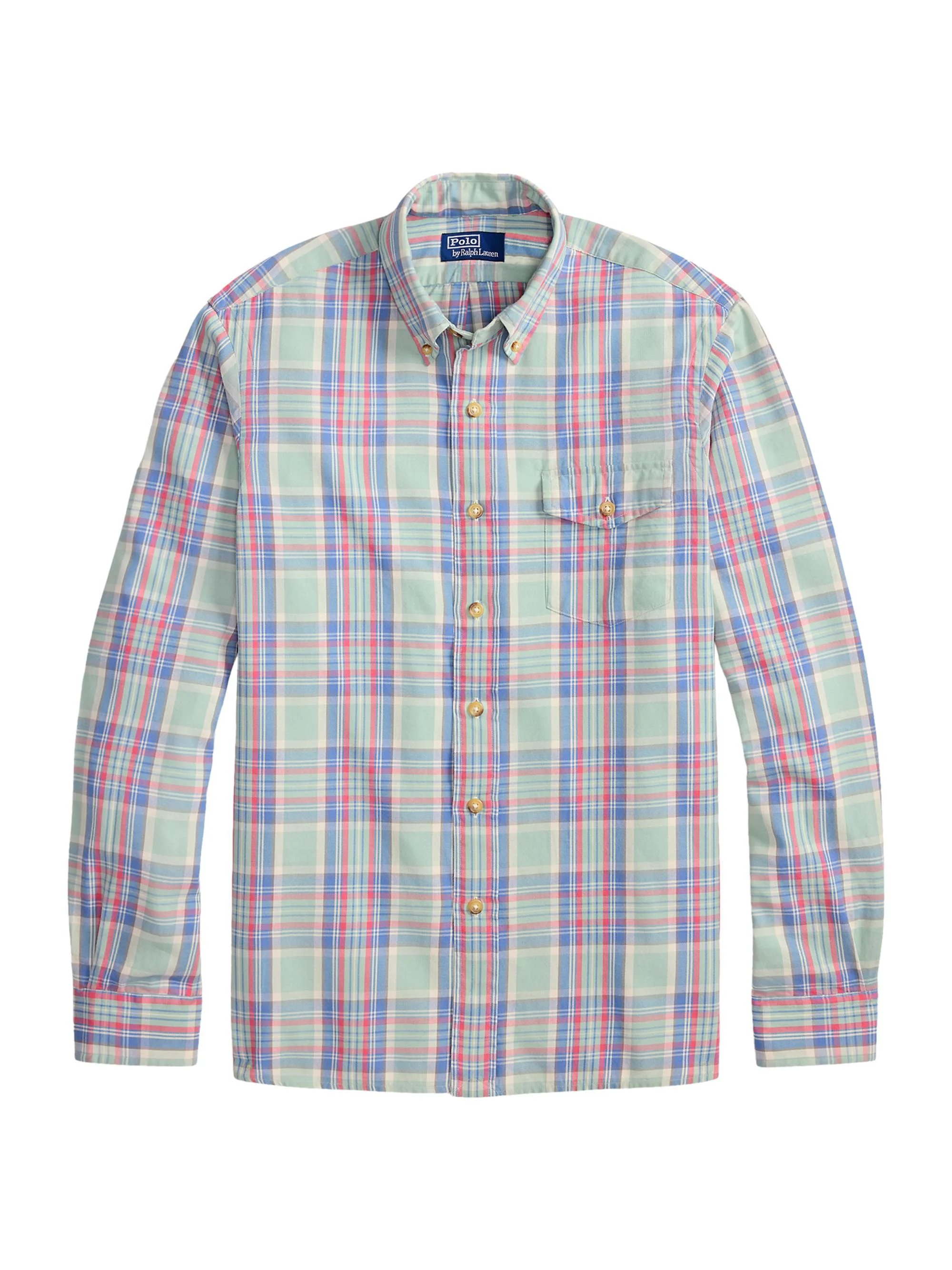 Men's Classic-Fit Plaid Twill Shirt - Sage Blue Multi - 1