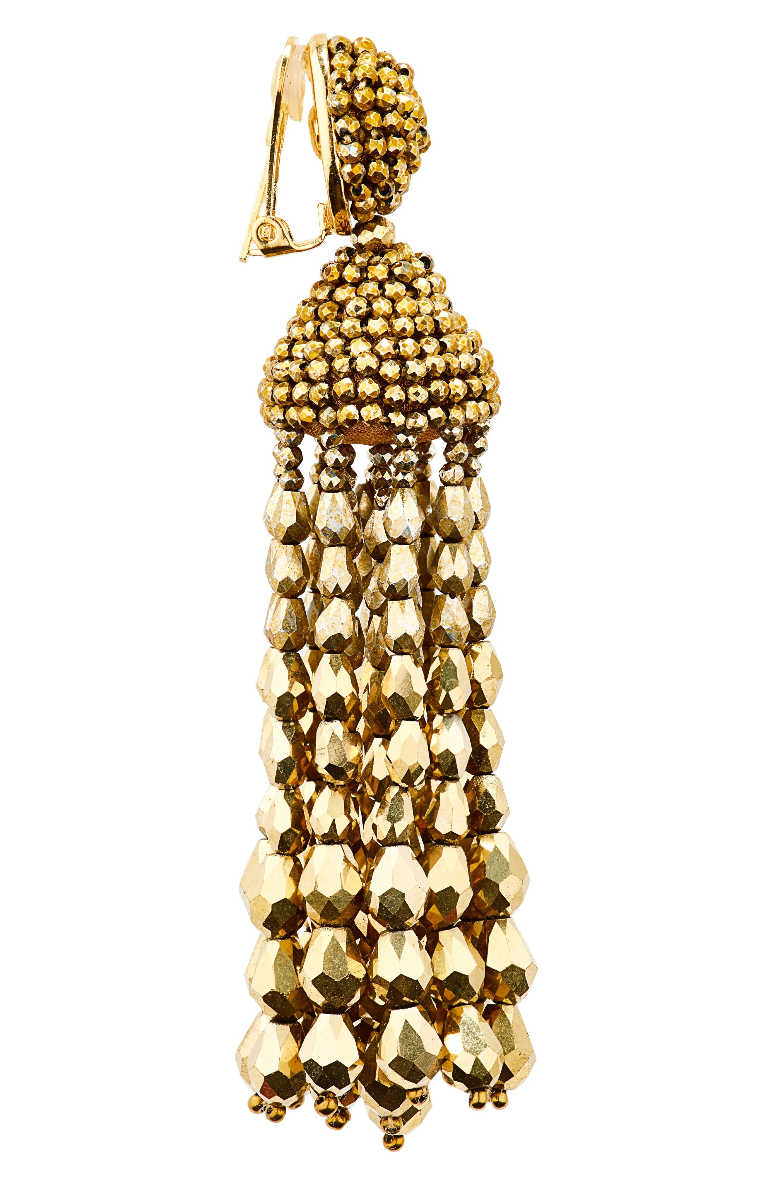 Oscar de la Renta Beaded Chandelier Clip-On Earrings in Yellow Gold at Nordstrom - 5