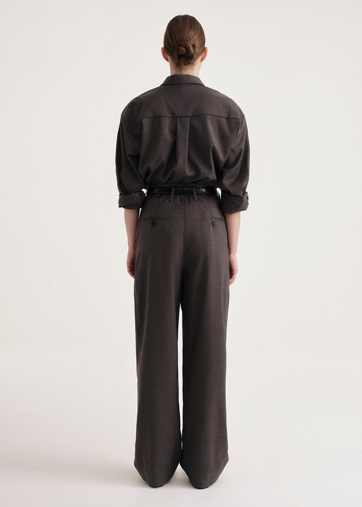 Fluid wool button trousers mole - 4