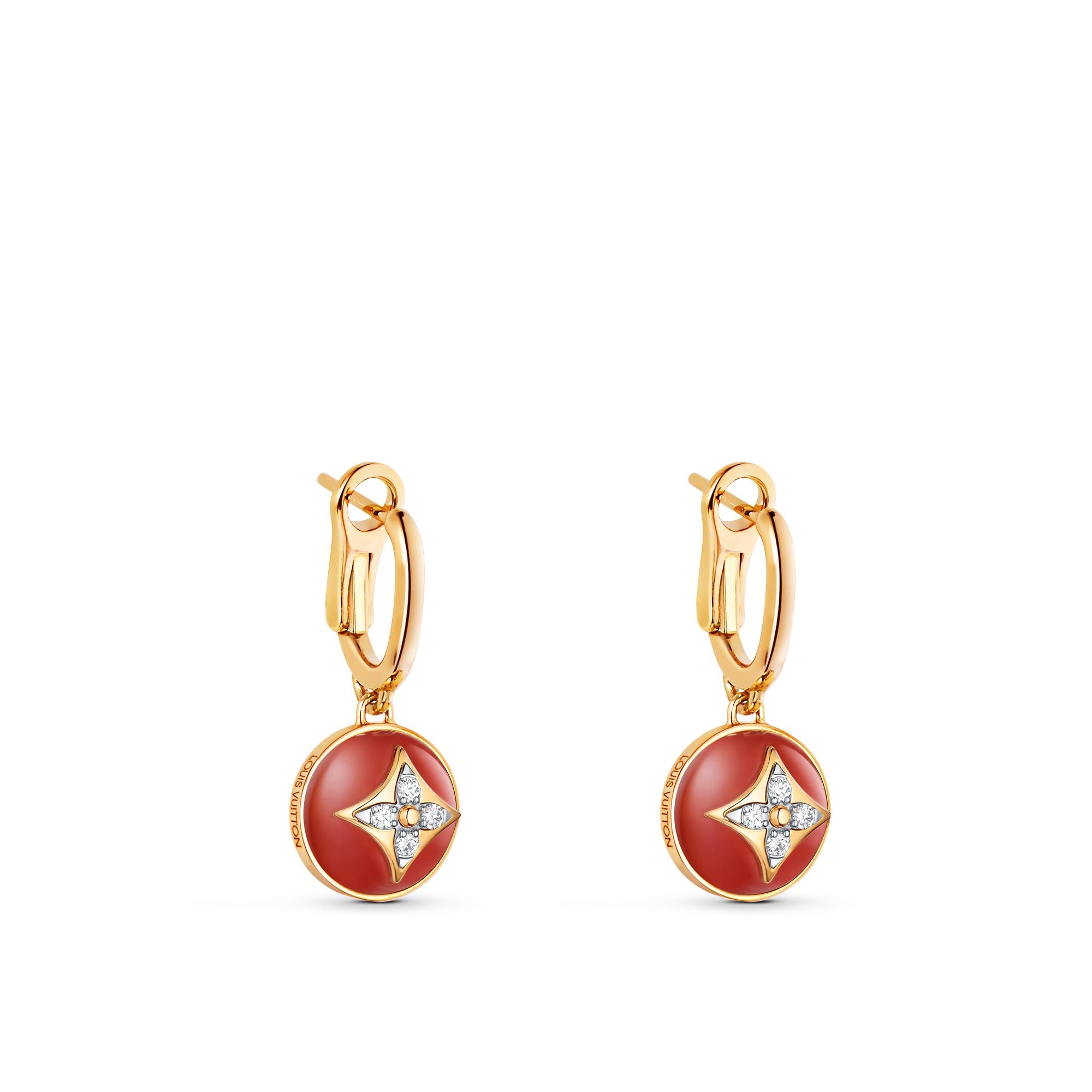 B Blossom Earrings, Yellow Gold, White Gold, Cornelian And Diamonds - 1