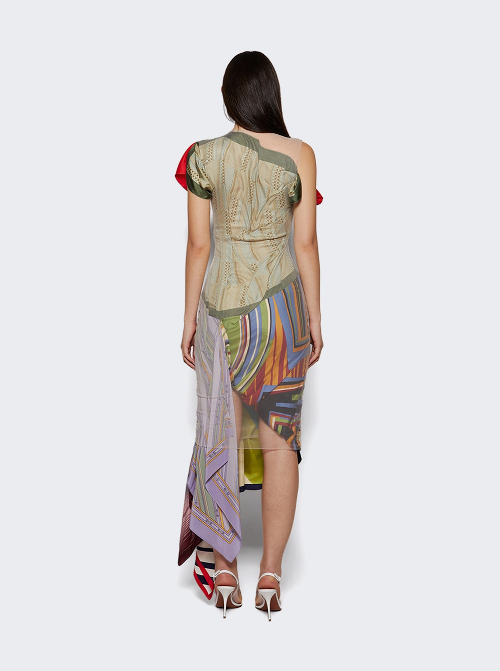 Regenerated Silk Scarves Long Fitted Dress Multicolor - 4