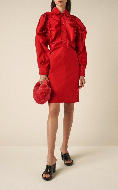 Bottega Veneta Drawstring-Detailed Tech-Wool Midi Shirt Dress red outlook