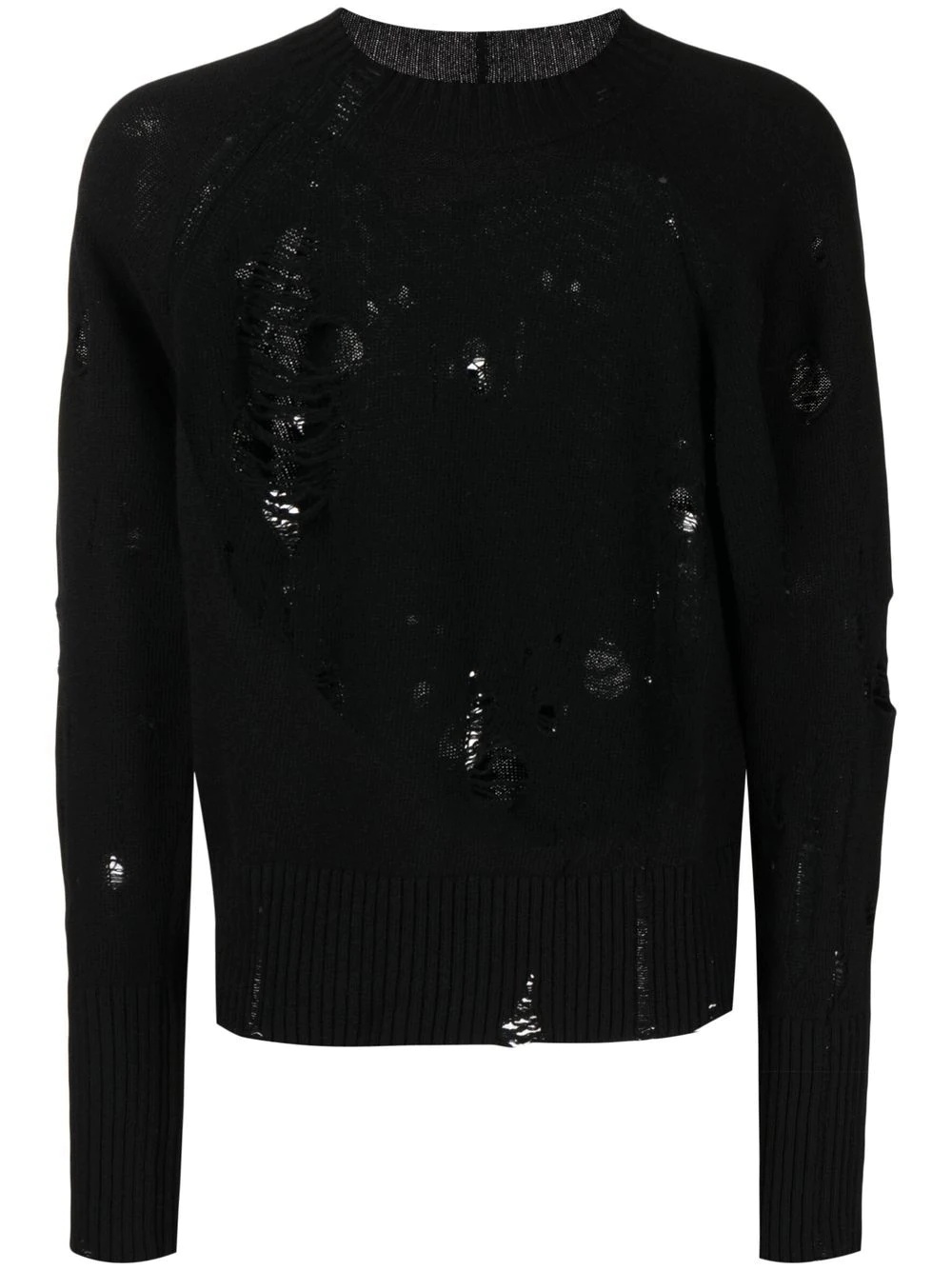 distressed virgin wool jumper - 1