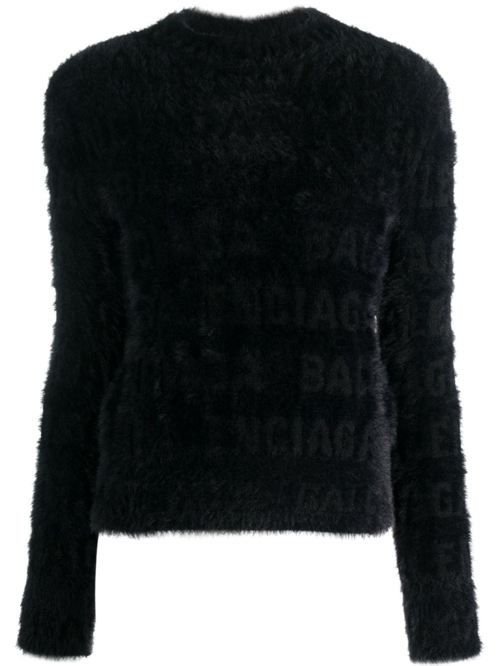 logo-knit fuzzy jumper - 1