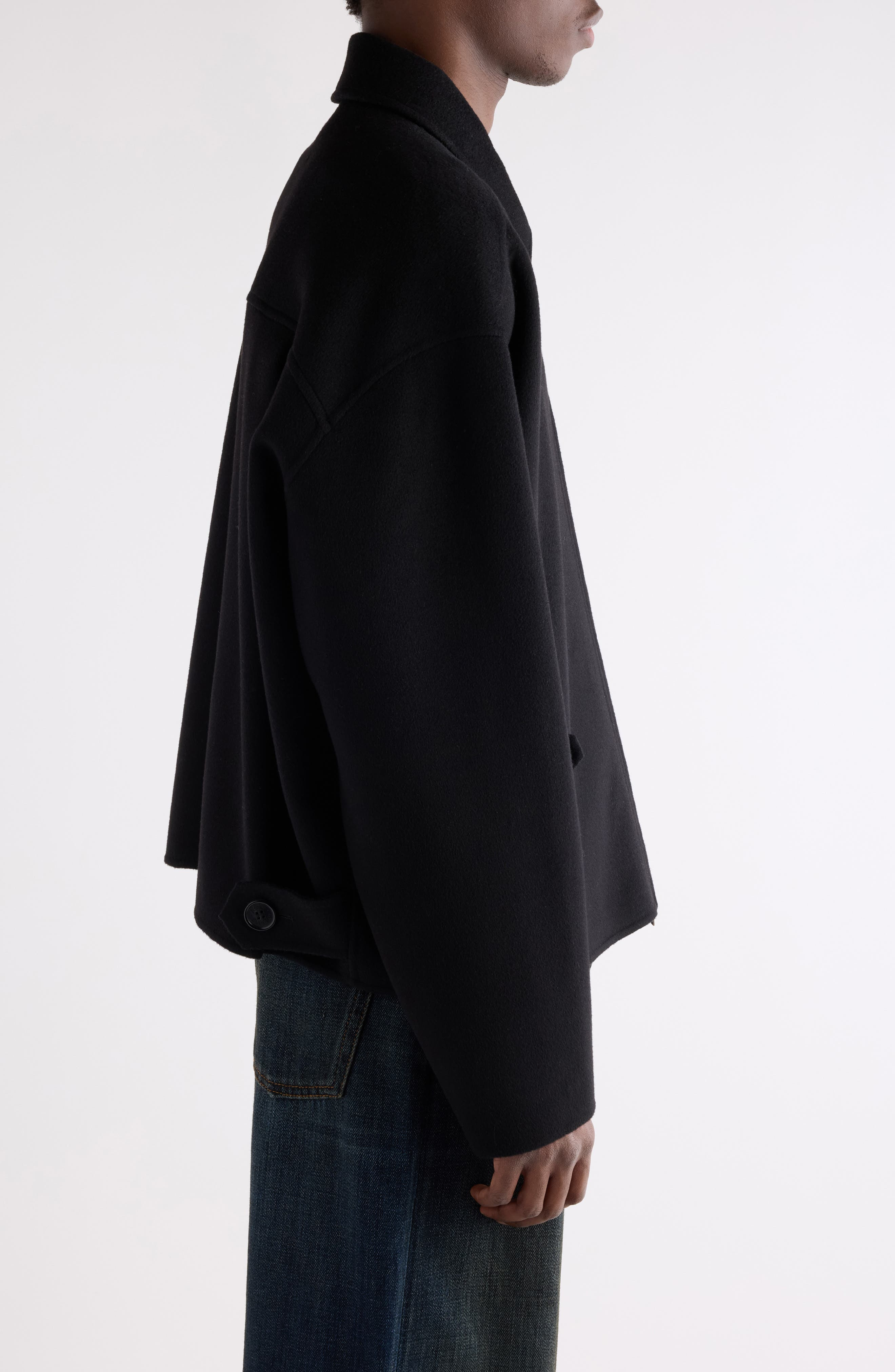 Acne Studios Doveo Double Face Wool Flannel Jacket in Black at Nordstrom - 4