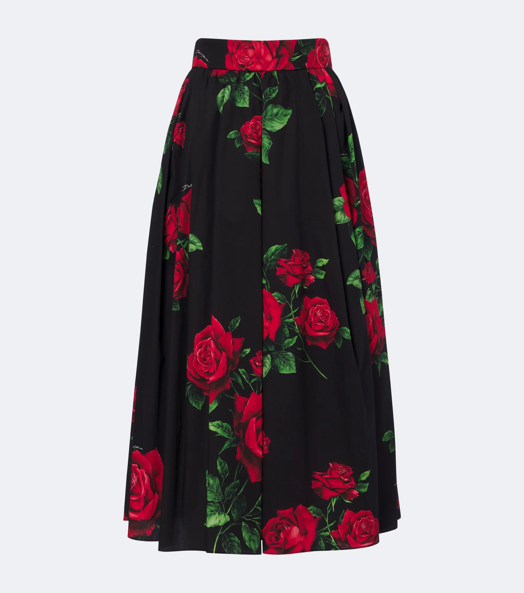 Floral cotton poplin midi skirt - 1