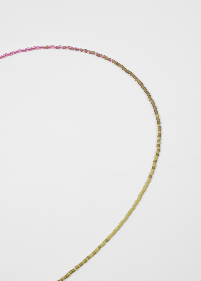 Khaki and Pink Beaded Necklace 3