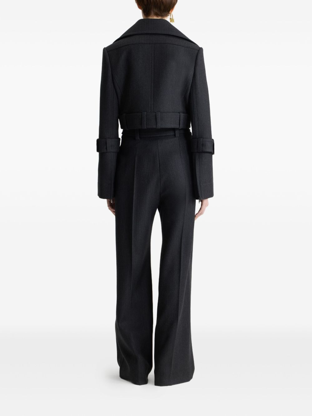 belted cropped jacket - 3