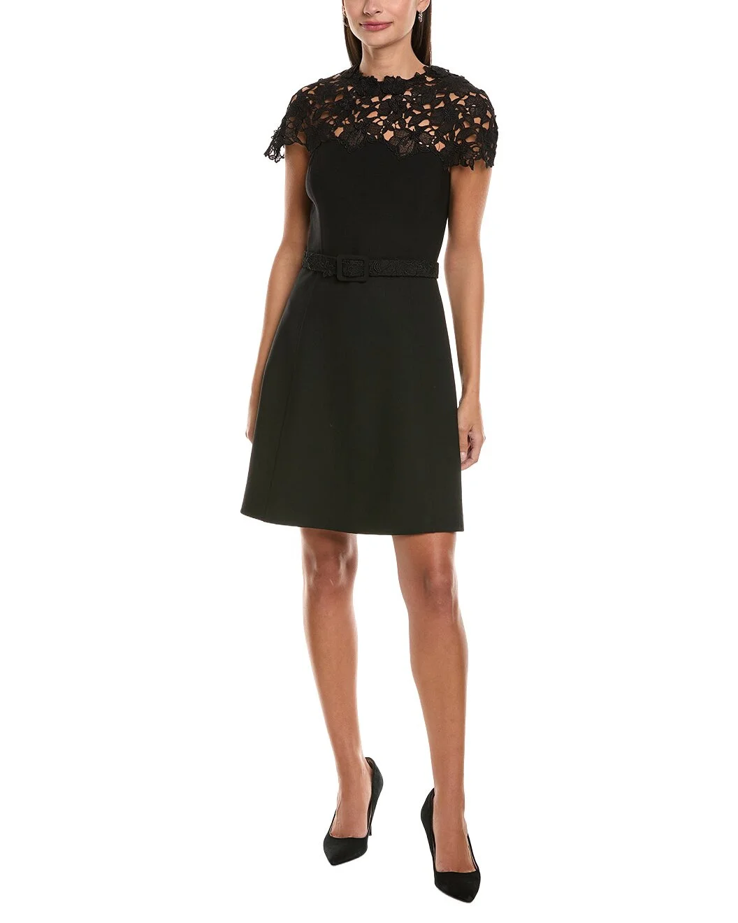 Oscar de la Renta Silk-Trim Wool-Blend Mini Dress - 1