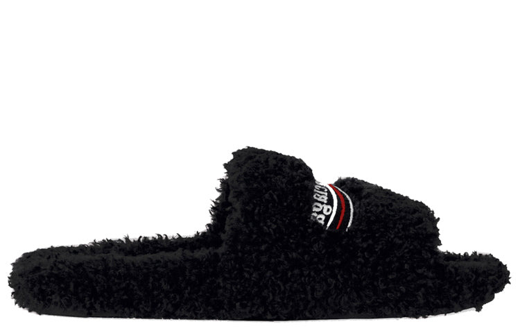 (WMNS) Balenciaga  Furry Slides 'Black Red' 654261W2DO11096 - 2