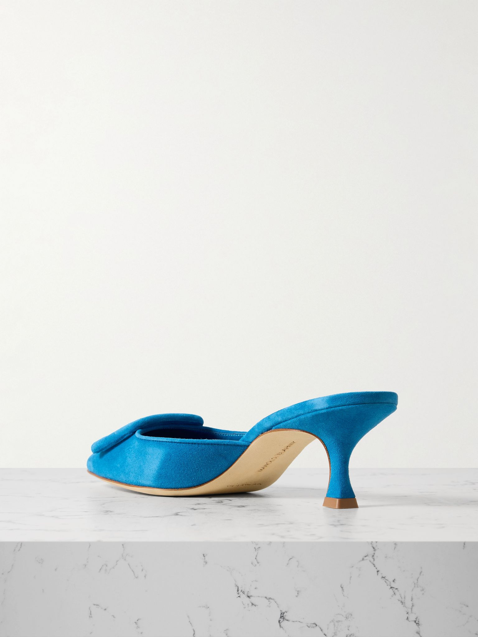 Maysale 50 buckled suede mules Blue - 3