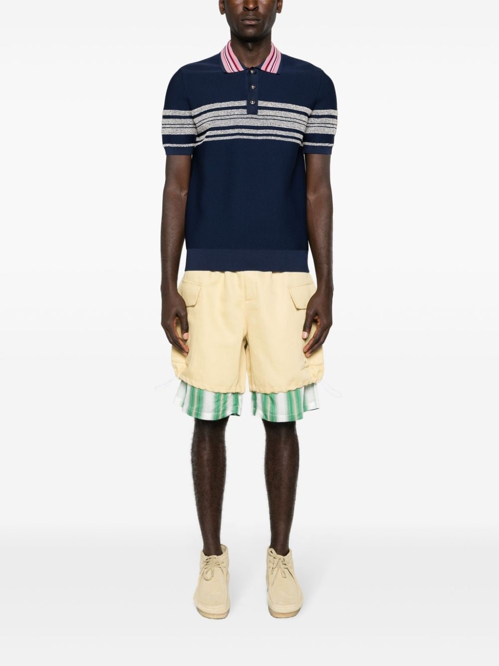 layered twill cargo shorts - 2