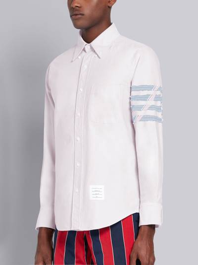 Thom Browne Pink Cotton Oxford Long Sleeve Silk Stripe 4-Bar Shirt outlook