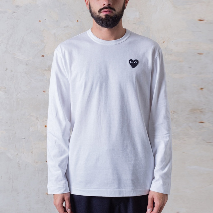 COMME des GARCONS PLAY L/S Basic T-Shirt Black Emblem 'White' AZ-T120-051-2 - 3