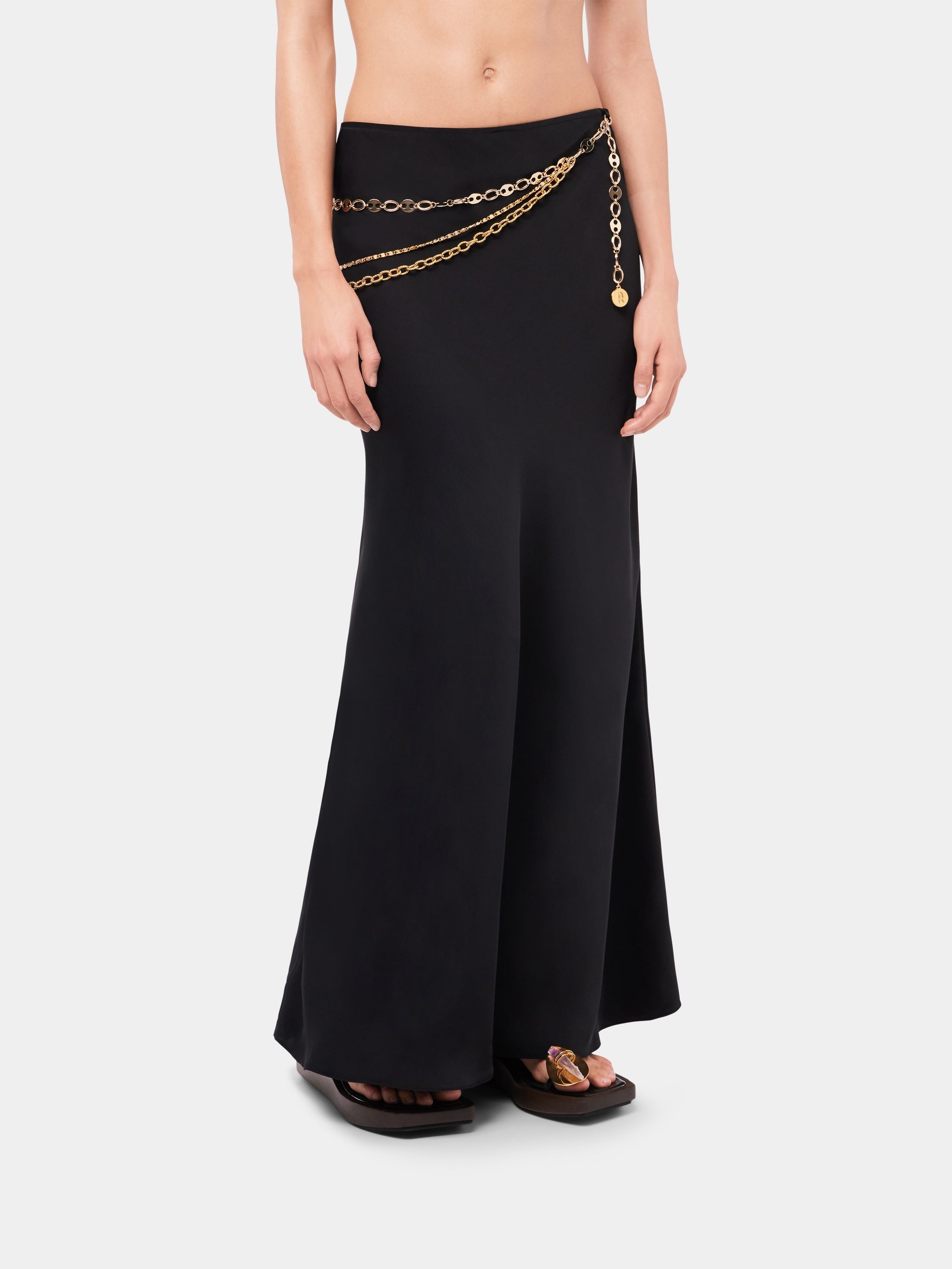 LONG BLACK SKIRT EMBELLISHED WITH "EIGHT" SIGNATURE CHAIN - 4
