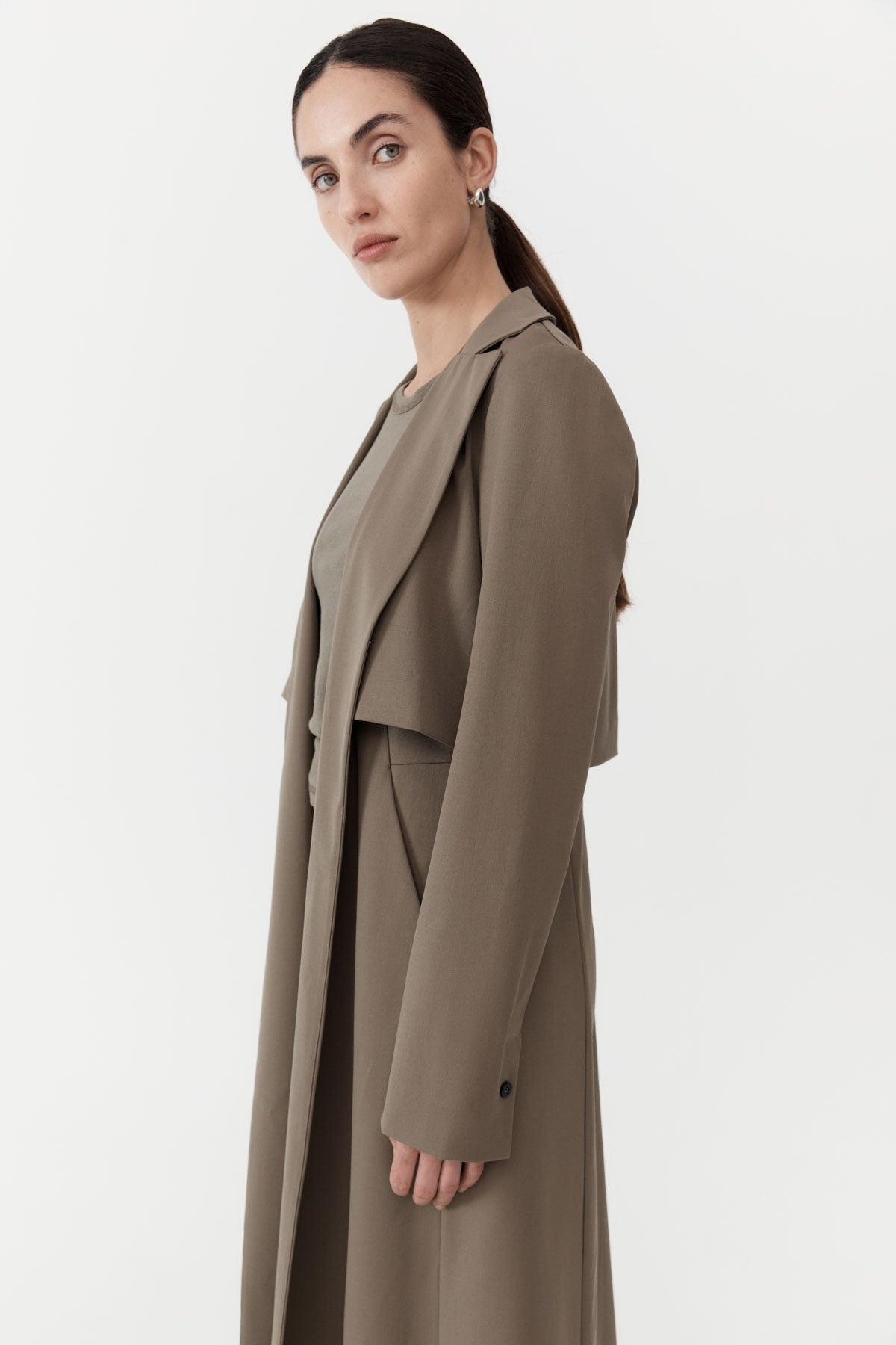 Layered Wool Trench - Kelp - 4
