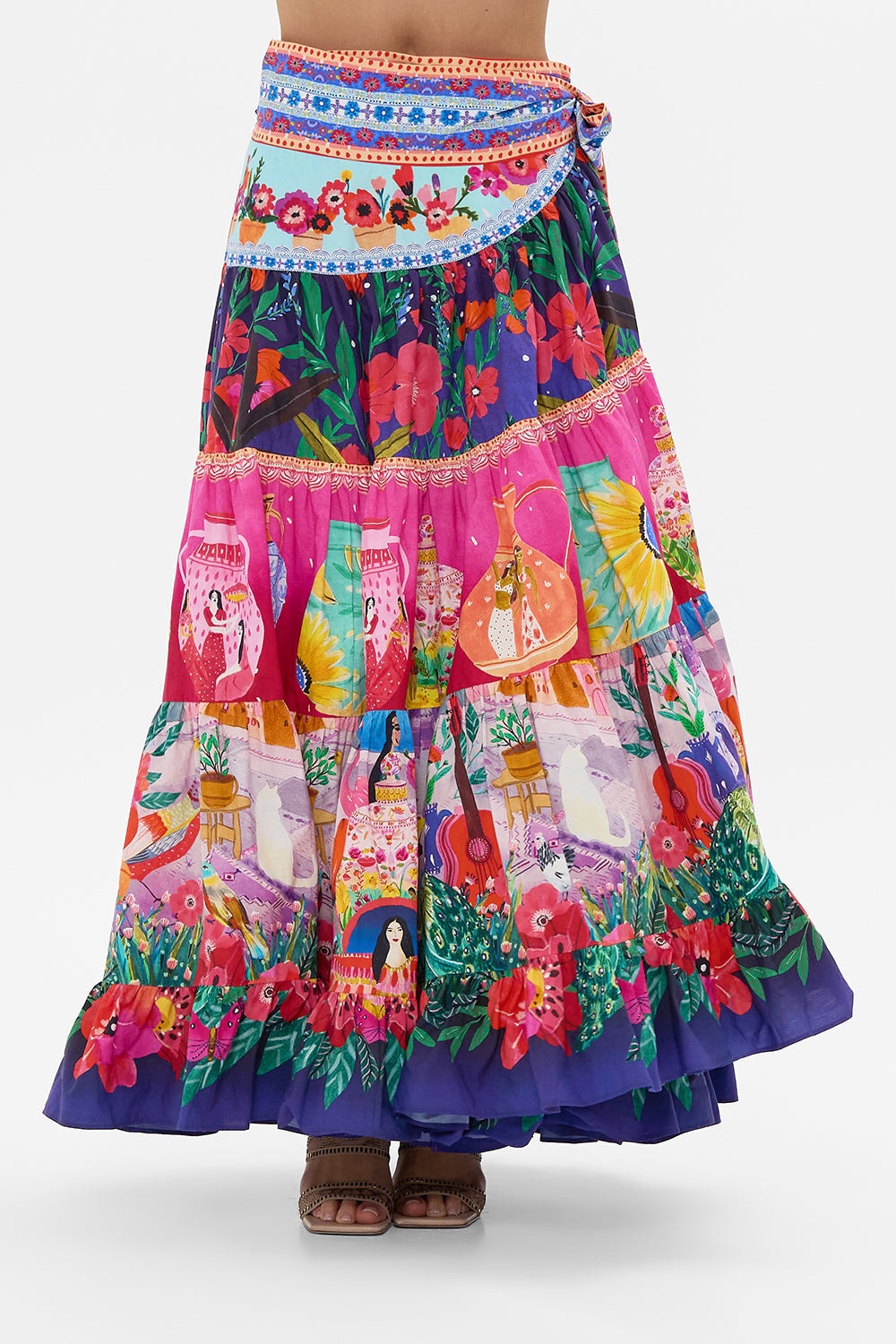 WRAP SKIRT WITH GATHERED PANELS - 5