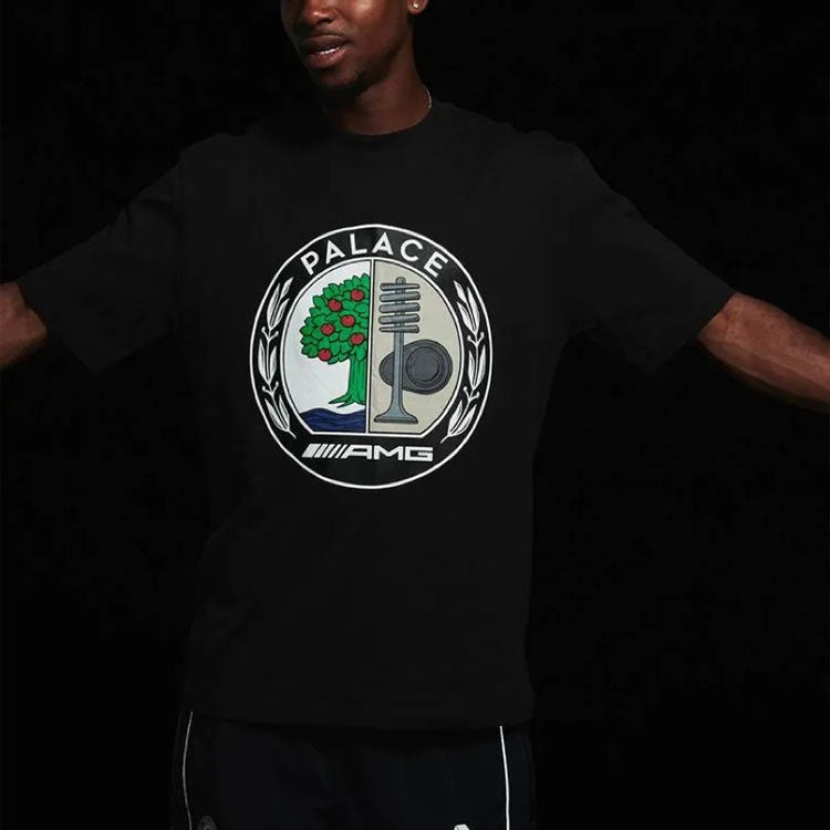 PALACE SS21 x AMG Crossover Emblem T-Shirt Black Apple Logo Printing Solid Color Short Sleeve Unisex - 3