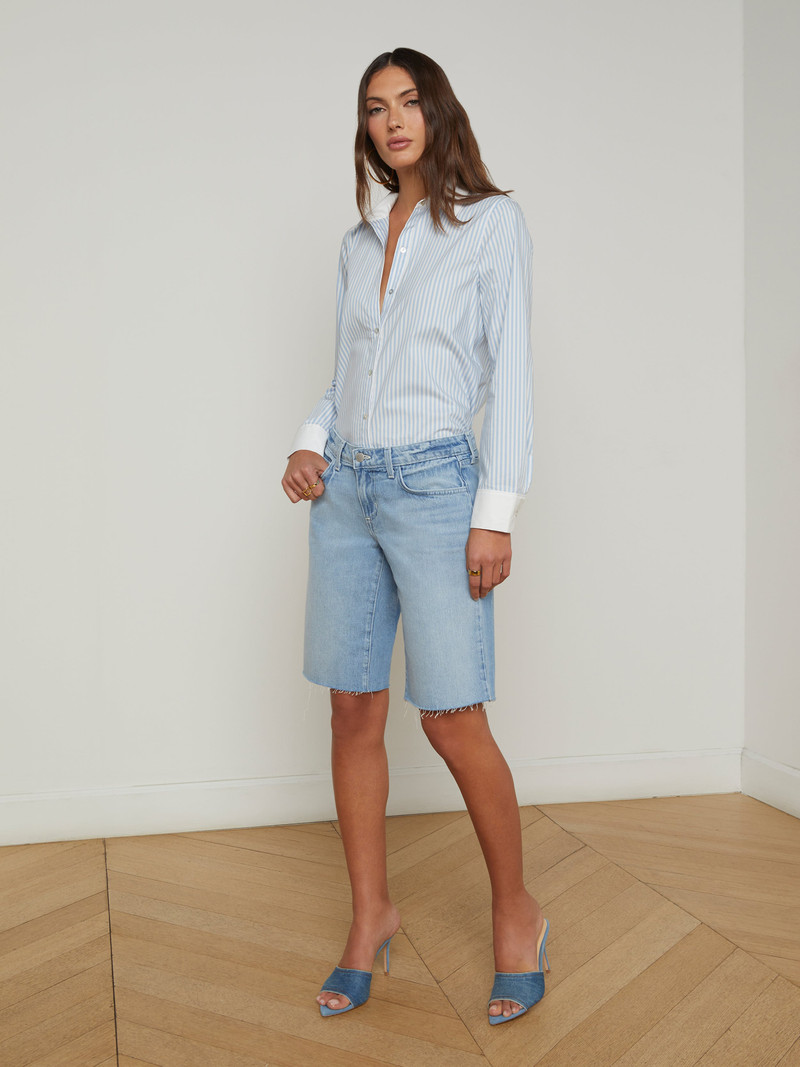 L'AGENCE Elise Denim Bermuda Short outlook