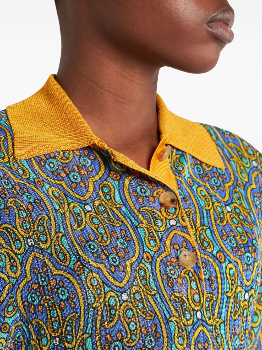printed knitted polo shirt - 5