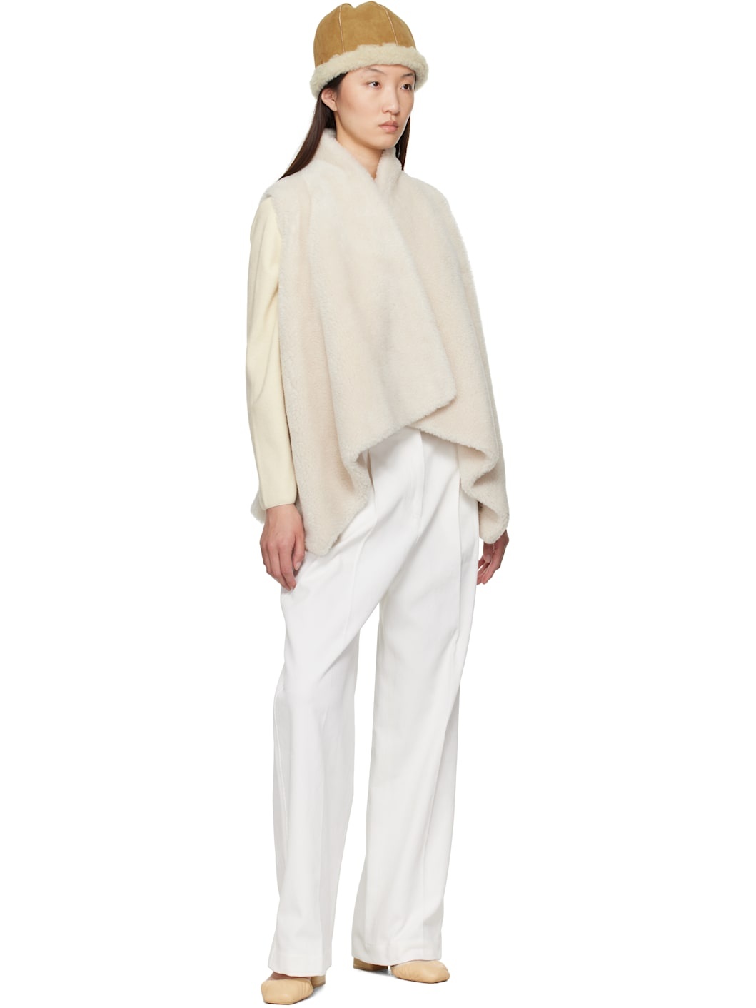 White Claire Cotton Twill Trousers - 4